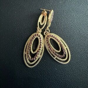 (NEW) Elegant Gold and Purple Drop Earrings